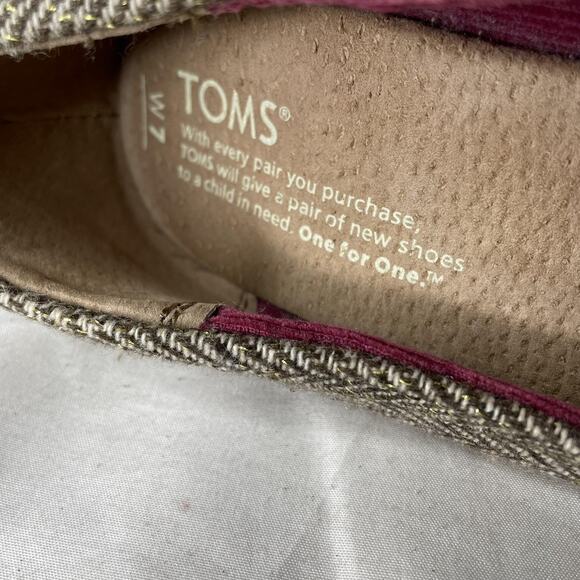 TOMS Shoes Womens Size 7 Wedges Herringbone Cork Heel Open Toe Peep Toe Casual - Picture 5 of 8